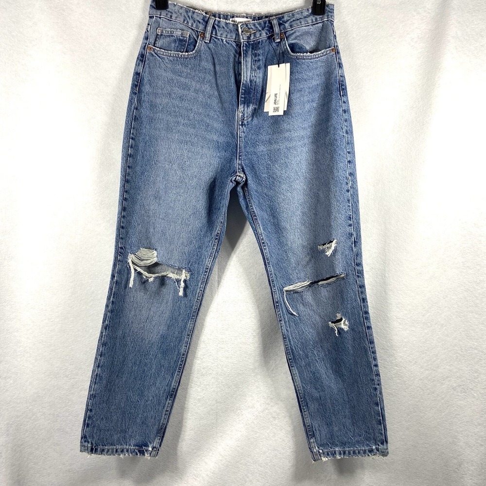 Zara Jeans Women's 12 Blue Classic Mom‎ Fit Denim Stretch NWT